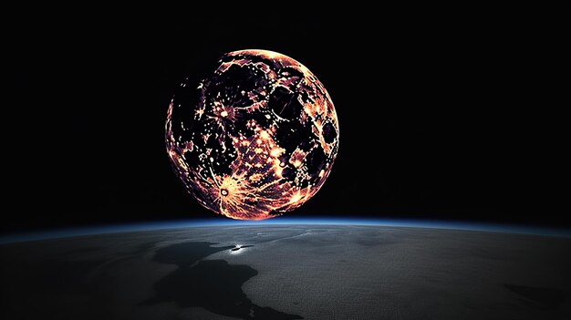 Spectacular lunar eclipse AI generated image