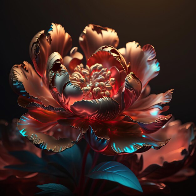 Spectacular Red Peonies A Stunning Display of Spectral Light Generative Ai