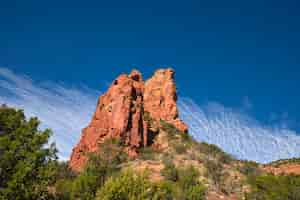 Free photo spectacular view of a high mountain in the middle of the forest