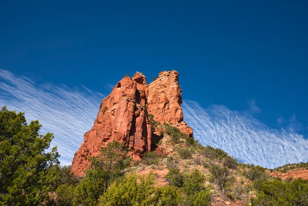 Spectacular view of a high mountain in the middle of the forest