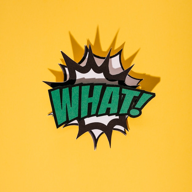 Speech bubble text in retro style on yellow background