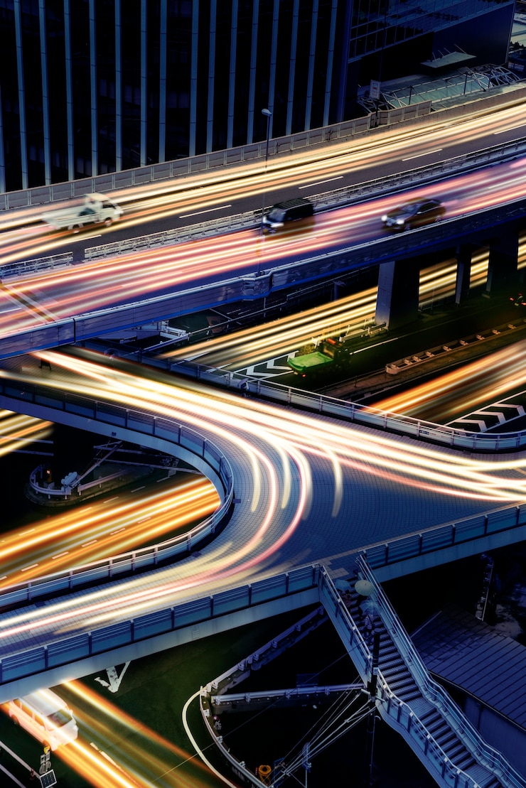 Free Photo speed neon lights in the city