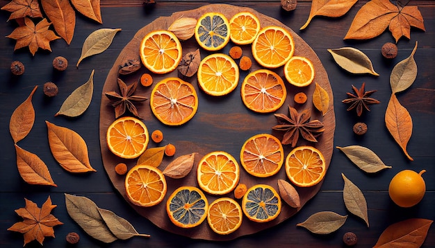 Free photo spice up autumn table decor with oranges generated by ai