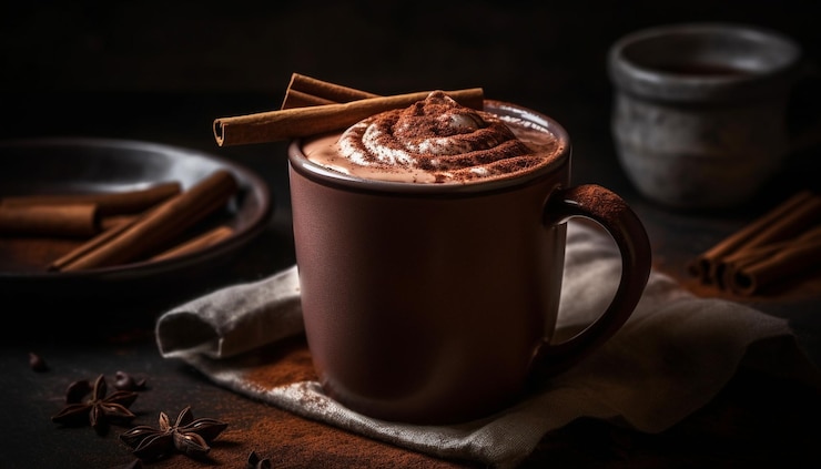 Free Photo spiced latte with chocolate and anise garnish generated by ai