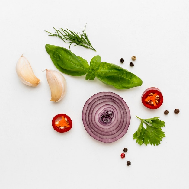 Spices ingredients on table