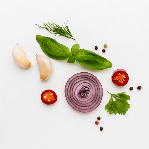 Spices ingredients on table