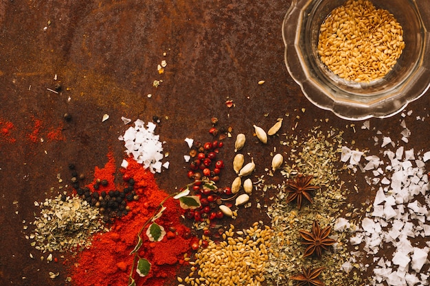 Spices spilled near bowl