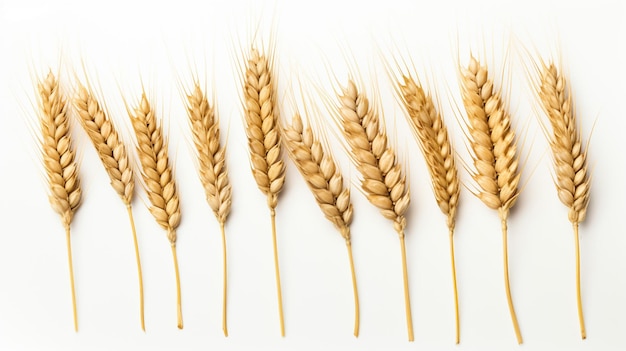 Spices of wheat on a white background