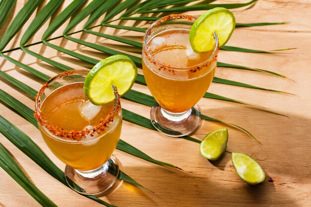 Spicy michelada drink assortment