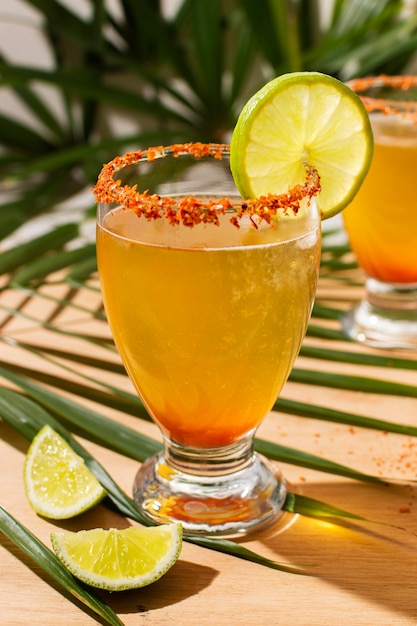 Free photo spicy michelada drink assortment