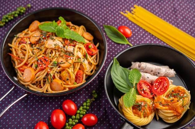 Spicy Spaghetti in a Frying Pan.