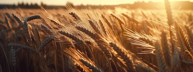 Spikes of ripe wheat on a farmers field AI Generated Image