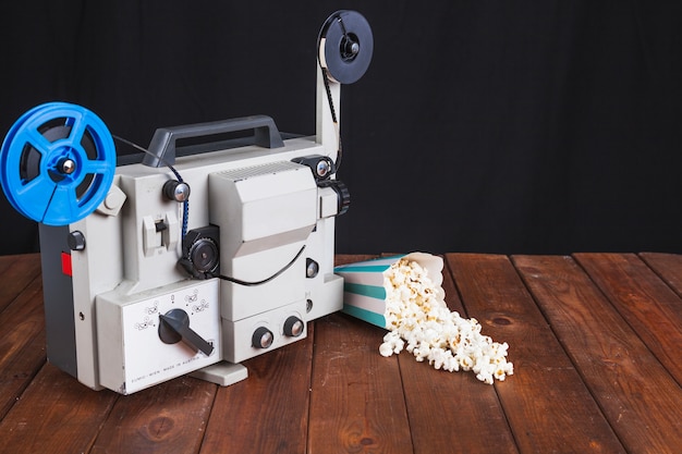 Spilled popcorn and movie projector