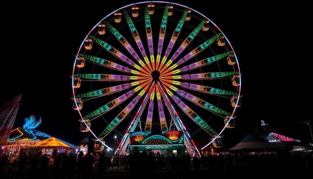 Spinning wheel of joy at carnival celebration generated by AI