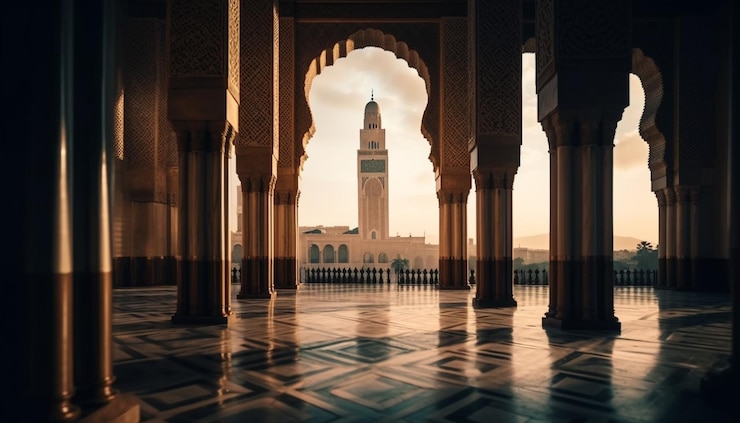 Free Photo spiritual minaret illuminates ancient arabian city skyline at dusk generated by ai
