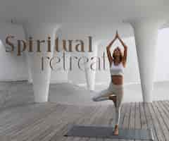 Free photo spiritual retreat with woman meditating