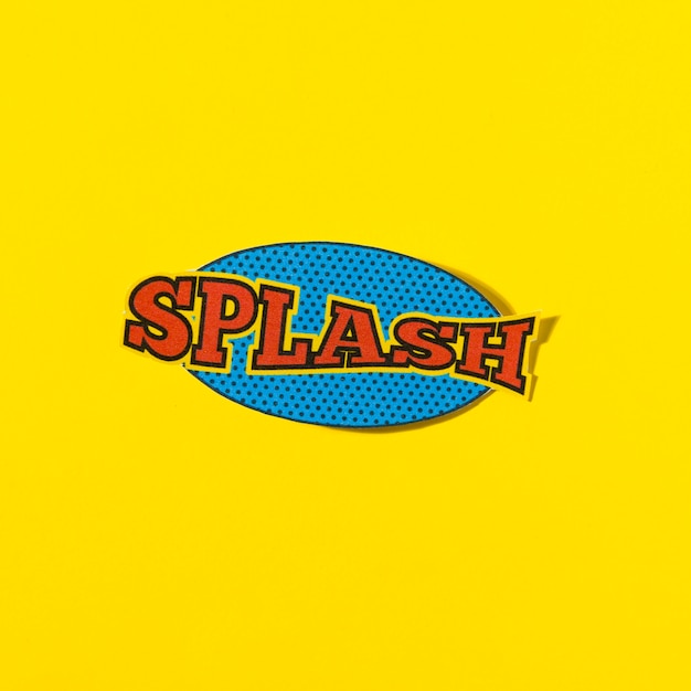 Splash comic text speech bubble vector on yellow backdrop