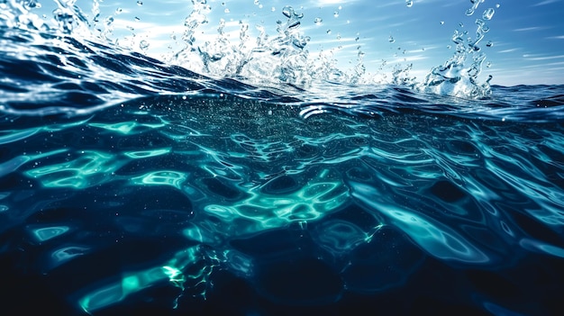 Бесплатное фото Брызги воды на темном фоне с генеративным ии