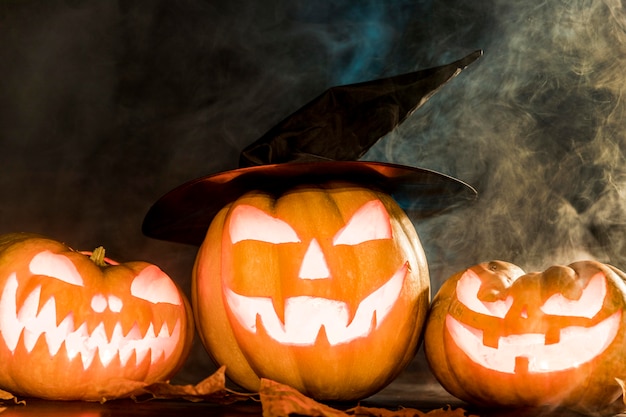 Spooky arrangement with pumpkins