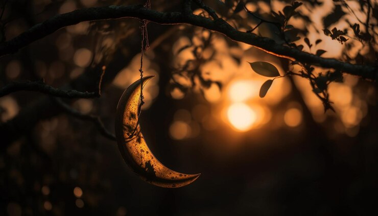Free Photo spooky forest at dusk back lit silhouette generated by ai
