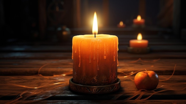 Free photo spooky halloween candle illustration