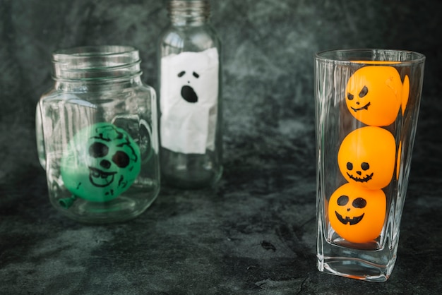 Free photo spooky halloween glassware decorations