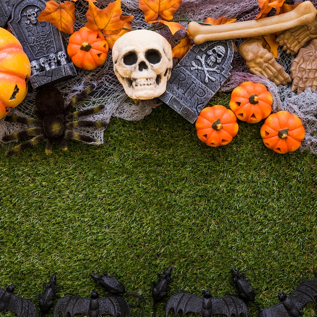 Spooky halloween grass background