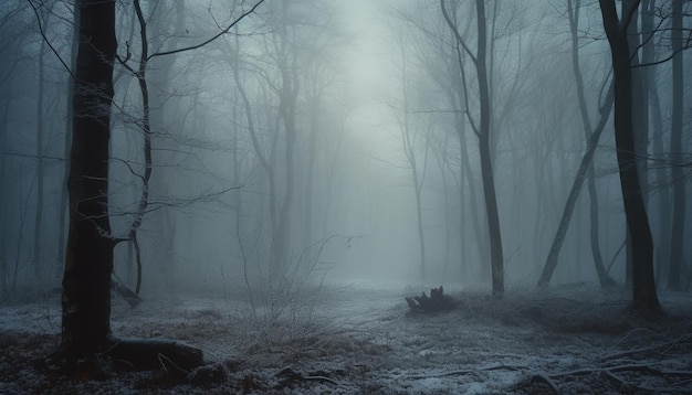 ghost forest images Free photo spooky silhouette walks through foggy forest trail generative ai