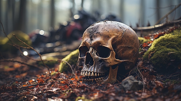Spooky skull in nature