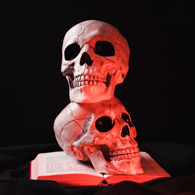 Spooky skulls with red highlight