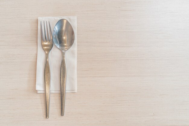 spoon and fork on table