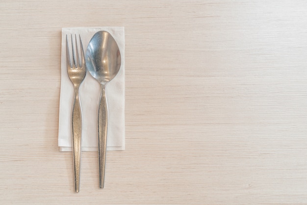 spoon and fork on table