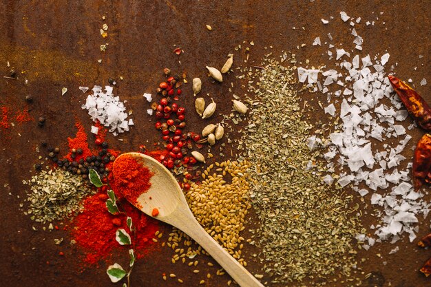 Spoon on spilled spices