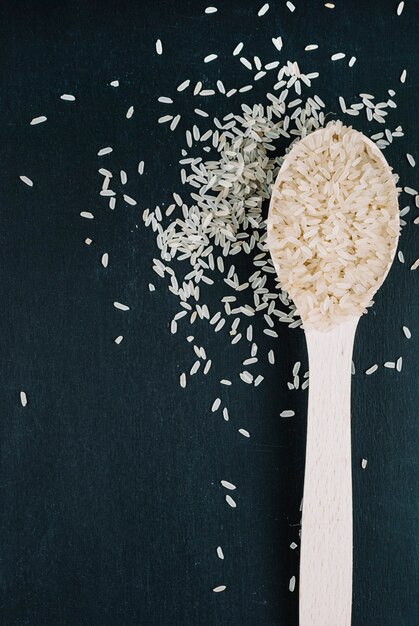 Spoon of white rice