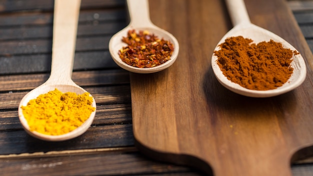 Spoons with aromatic spices