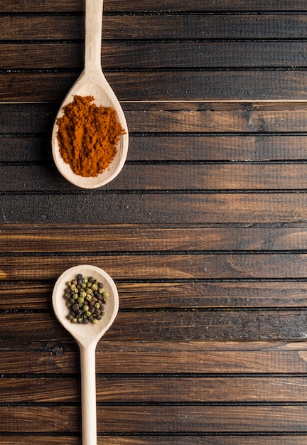 Spoons with aromatic spices