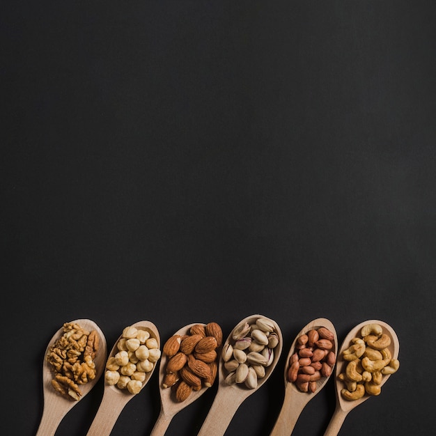 Spoons with various nuts