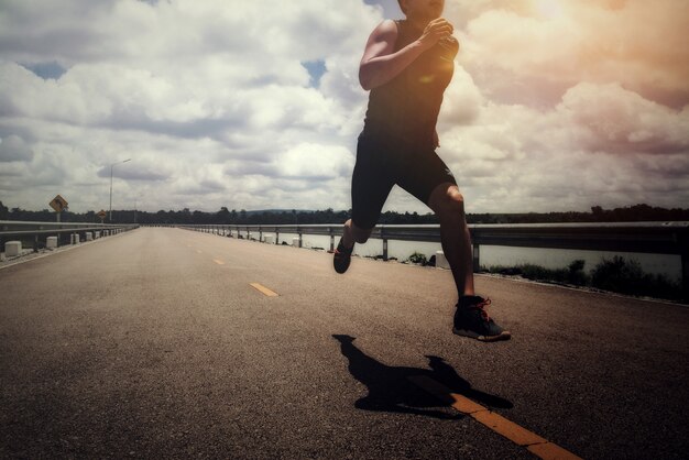 Sport man with runner on the street be running for exercise