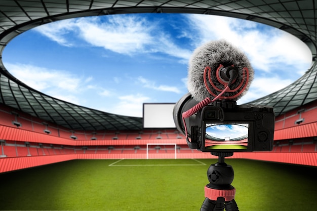 Sport news with professional camera