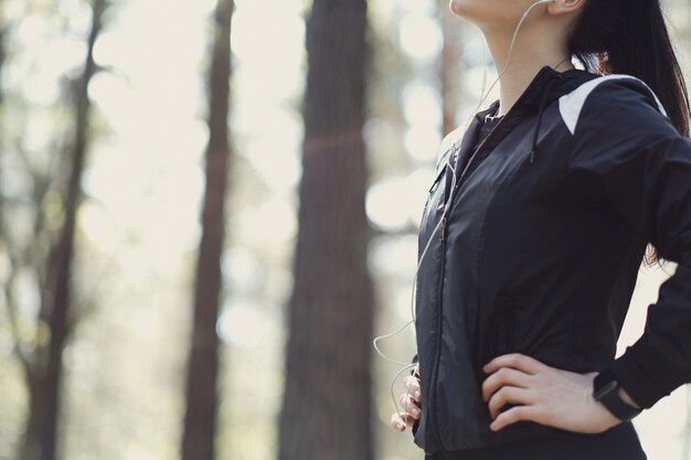 Sport outdoor, girl streching