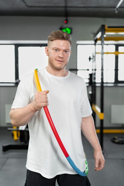 Sport person training with hula hoop