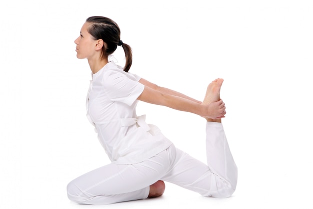 Free photo sport woman doing yoga exercise