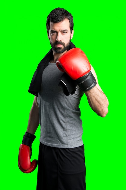 Free photo sportman with boxing gloves