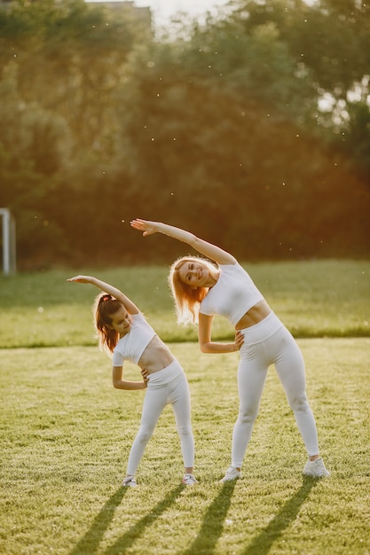 Sports family in a summer park