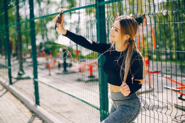 Sports girl in a park 