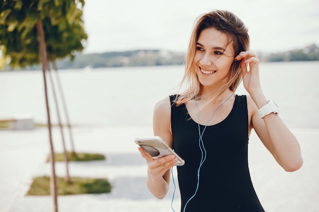 Free photo sports girl resting