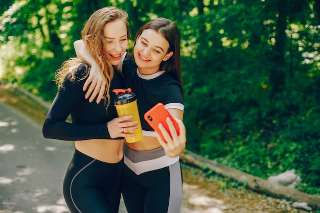 Sports girls in a park