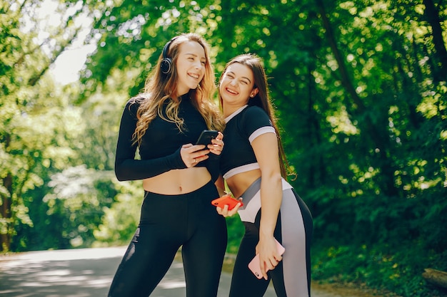 Sports girls in a park
