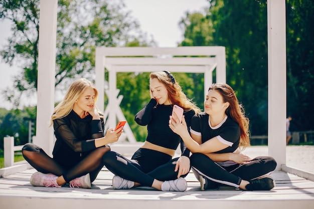 Sports girls in a park