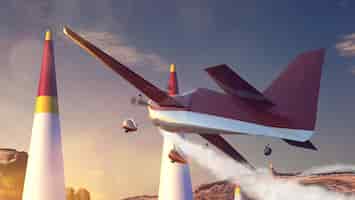 Foto gratuita l'aereo sportivo sulle corse aeree rende l'illustrazione 3d